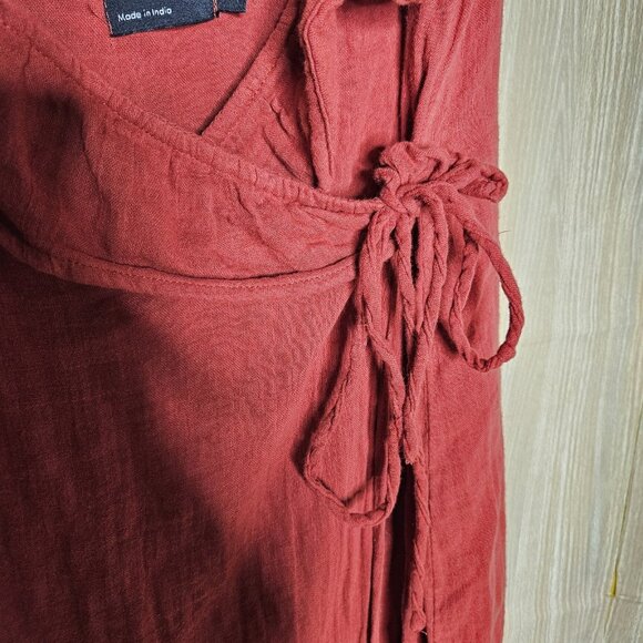 Asos Rusty Red Gauzy Sleeveless Wrap Maxi Dress 12 - Picture 3 of 7